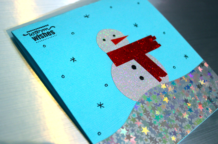 Holiday Shimmer Snowman Card