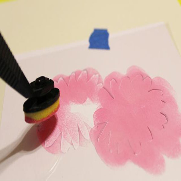 stencil card - painting flowers