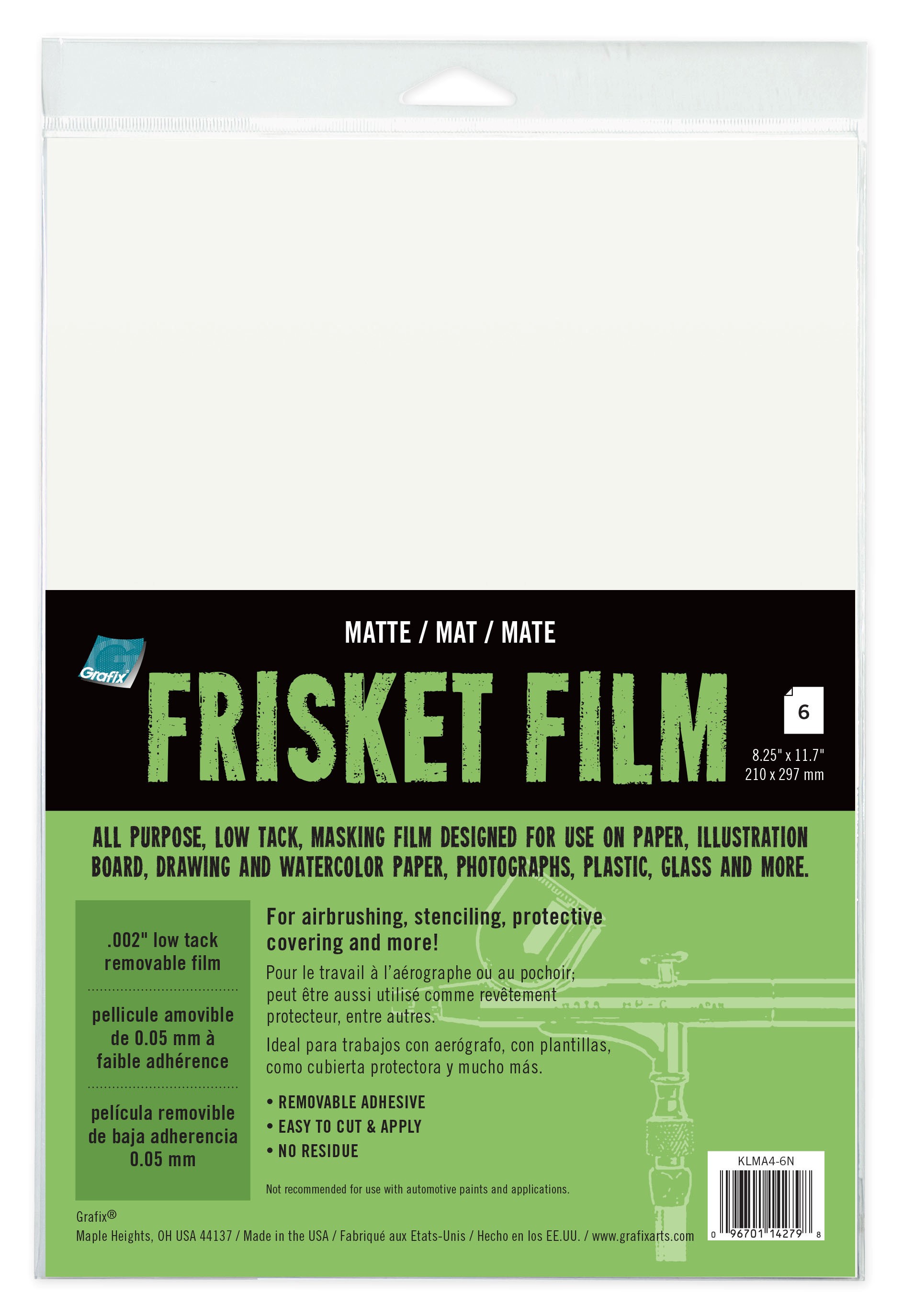 Frisket : Masking Film : 8 Sheet Pack : 25.4x38.1cm : Matt