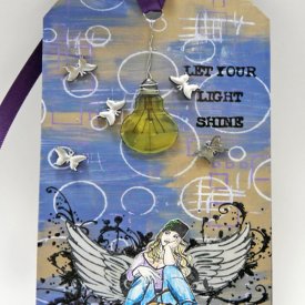 Girl with Wings Mixed Media Tag