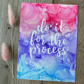 Lettering on Alcohol Ink Background