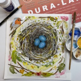 Robins Nest on Grafix Wet Media Dura-Lar