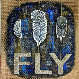 Grafix Artist Series Shrink Film Feathers on Burlap Canvas