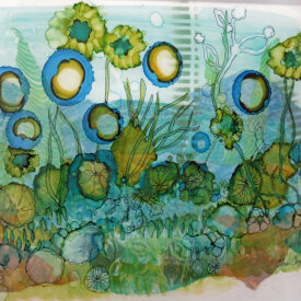 Alcohol Ink and Dura-Lar Film Reverse Mixed Media Collage