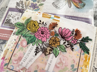 August 2025 Journal Pocket with Grafix Whimsical Floral Dura-Lar Prints