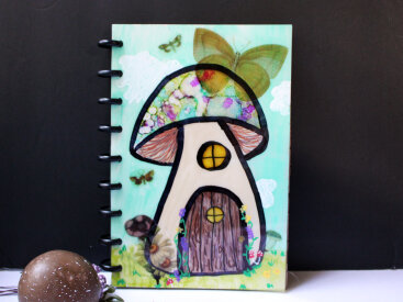 Grafix Mushroom Journal Page With Frisket Film and Computer Grafix