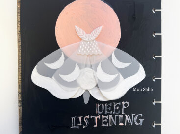 Layered Moth Grafix Mixed Media Journal Page with Matte Dura-Lar and Double Tack Mounting Film