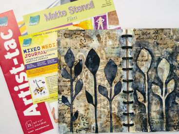 Grafix Mixed Media Journal with Artist-Tac and Matte Stencil Film