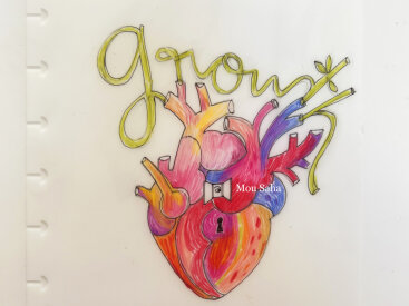 February 2025 Grafix Heart Drawing Journal Page